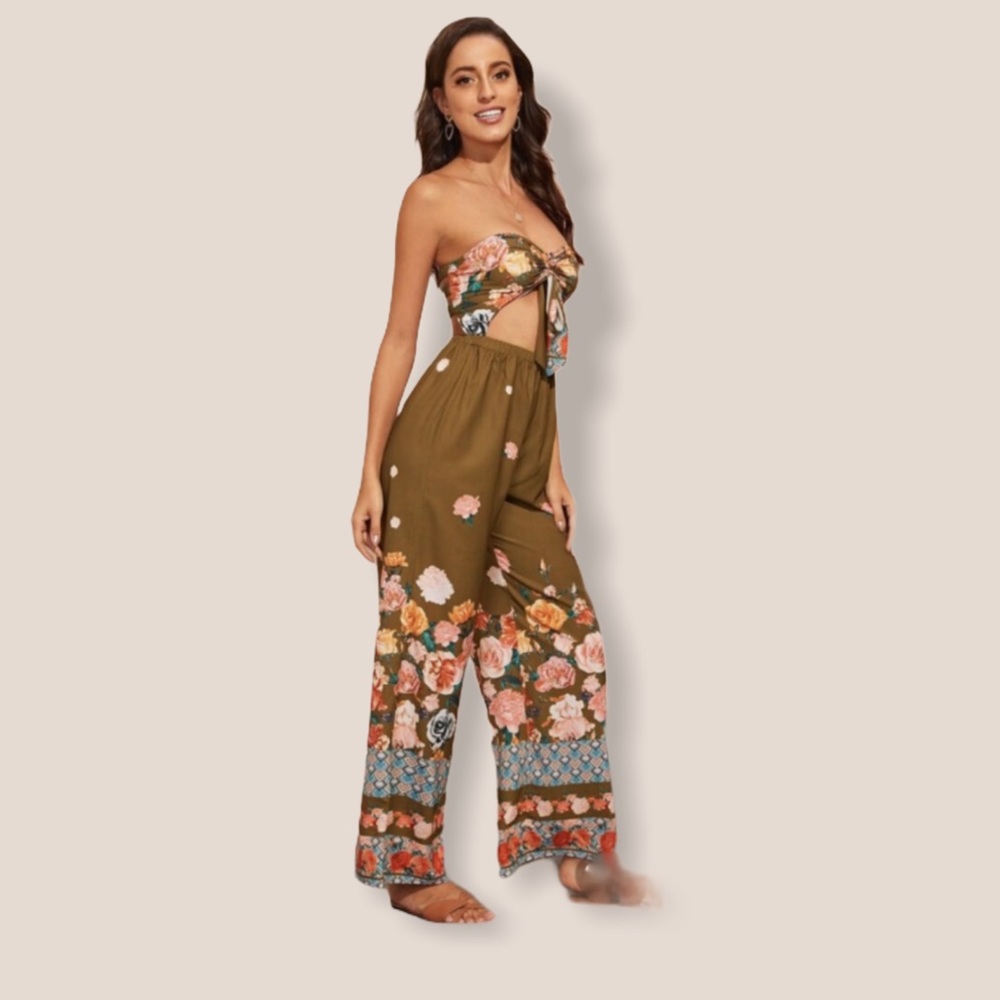 Floral cutout jumpsuit